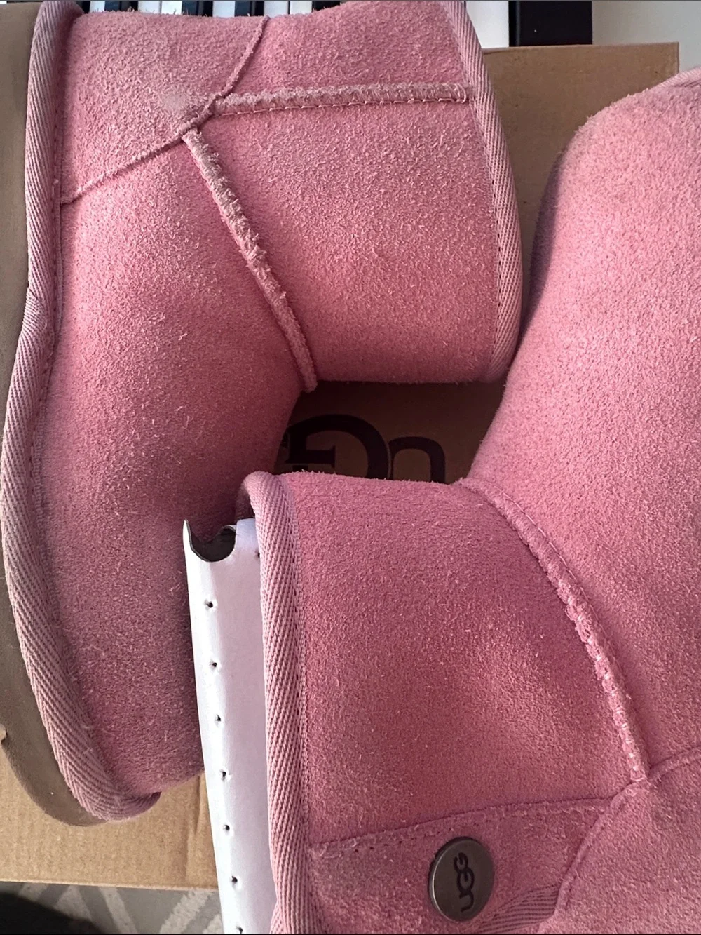 UGG Kids Pink Suede Short Boots